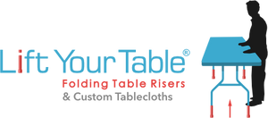 Lift Your Table® folding table risers and custom tablecloths